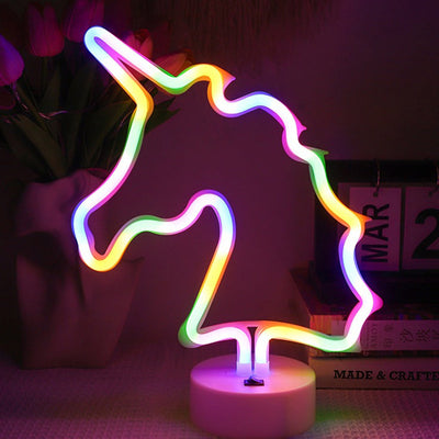 Contemporary Creative Rainbow Unicorn Plastic Acrylic LED Table Lamp For Bedroom