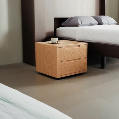 Modern Simplicity Square Rubber Wood Nightstand 1/2 Drawer For Bedside