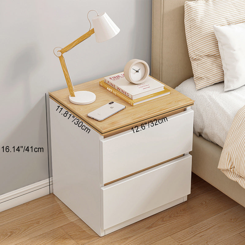 Modern Minimalist Rectangular Density Panel Nightstand 2/3 Drawer For Bedroom