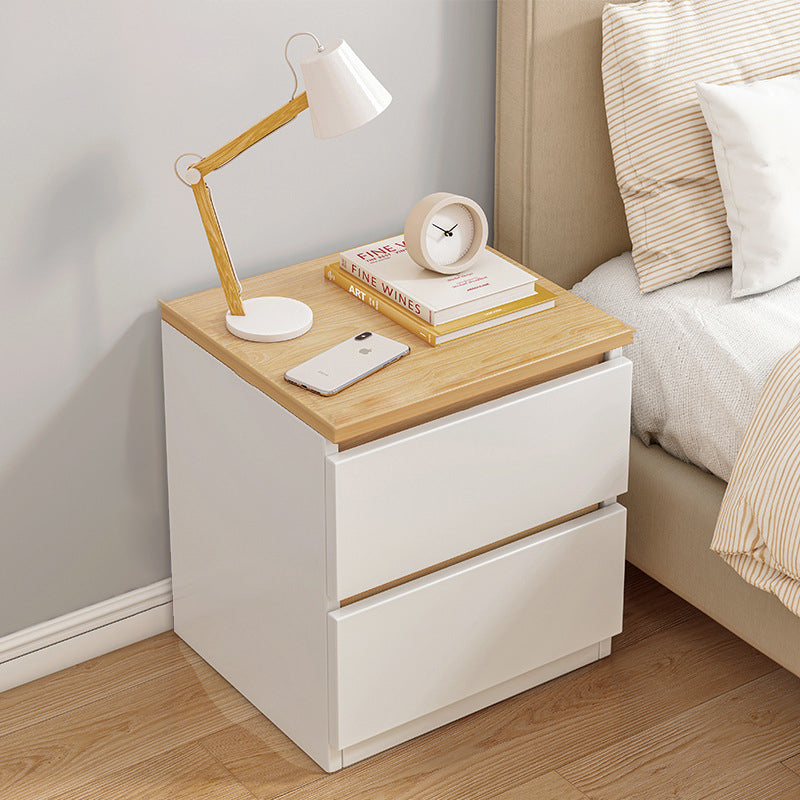 Modern Minimalist Rectangular Density Panel Nightstand 2/3 Drawer For Bedroom