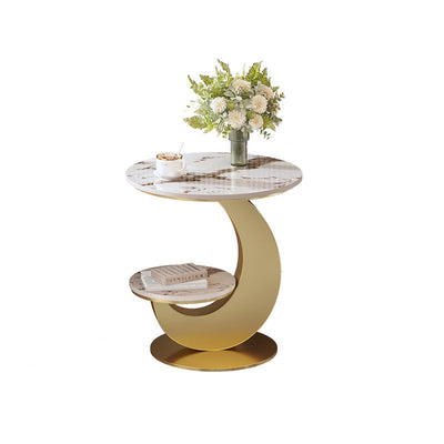 Contemporary Luxury Round Sintered Stone Top Coffee Table For Living Room