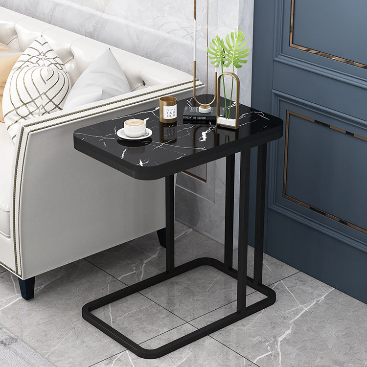 Modern Minimalist Square Metal Artificial Panel End Table For Living Room