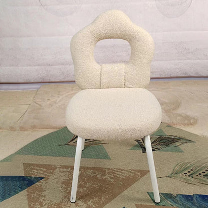 Modern Art Deco Floral Square Lambswool Metal Dining Chair Backrest Armless For Dining Room