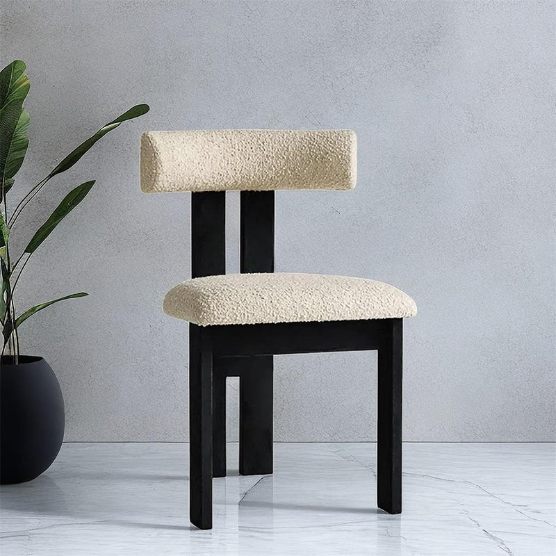 Contemporary Scandinavian Semi-round Solid Wood Lambswool High Resilience Sponge Dining Chair Backrest For Dining Room