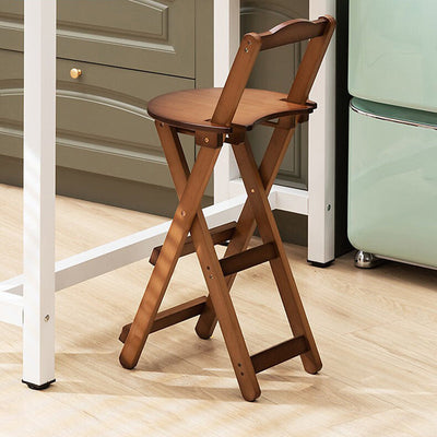 Modern Minimalist Round Square Bamboo Bar Stool Backrest Armless For Dining Room