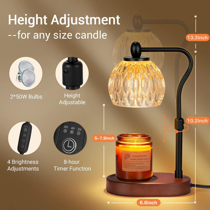 Modern Minimalist Round Glass Wood 1-Light Aroma Melted Wax Table Lamp For Bedroom