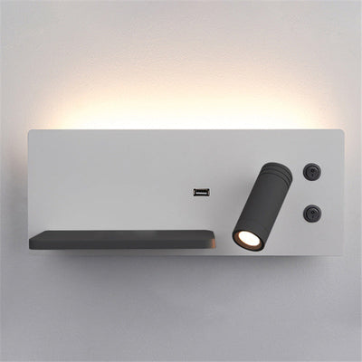 Modern Minimalist Rectangular Shelf Iron LED Rotatable Spotlight Wall Sconce Lamp For Bedroom