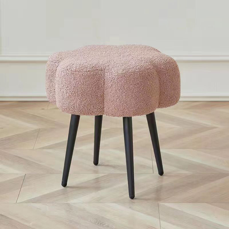 Modern Minimalist Cloud Lambswool Carbon Steel Vanity Stool For Bedroom