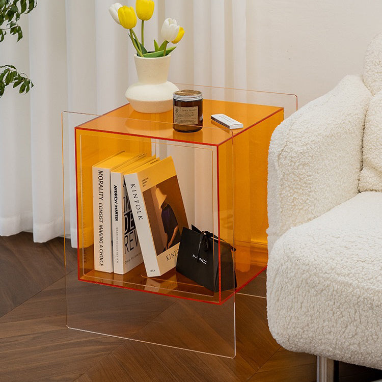 Modern Minimalist Square Acrylic Nightstand For Bedroom