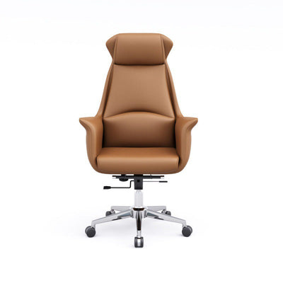 Modern Minimalist Rectangular High Back Leather Carbon Steel Desk Chair For Home Office