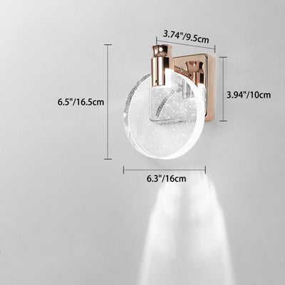 Modern Minimalist Round Square Base Aluminum Crystal LED Wall Sconce Lamp For Bedroom