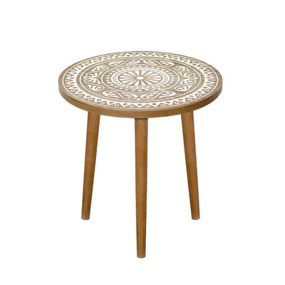 Contemporary Simplicity Pattern Wood Iron Round Coffee Table For Living Room