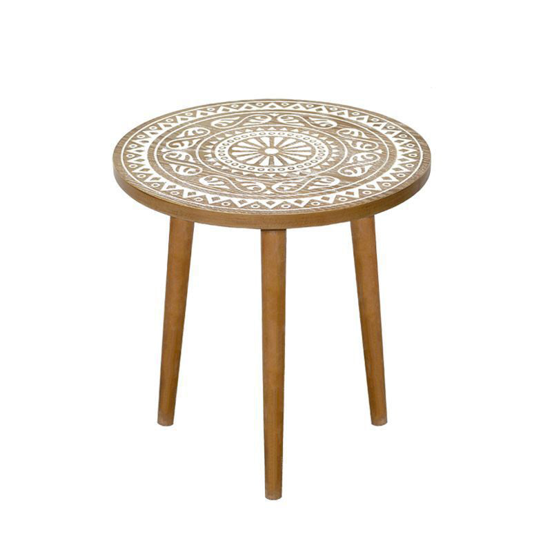 Contemporary Simplicity Pattern Wood Iron Round Coffee Table For Living Room