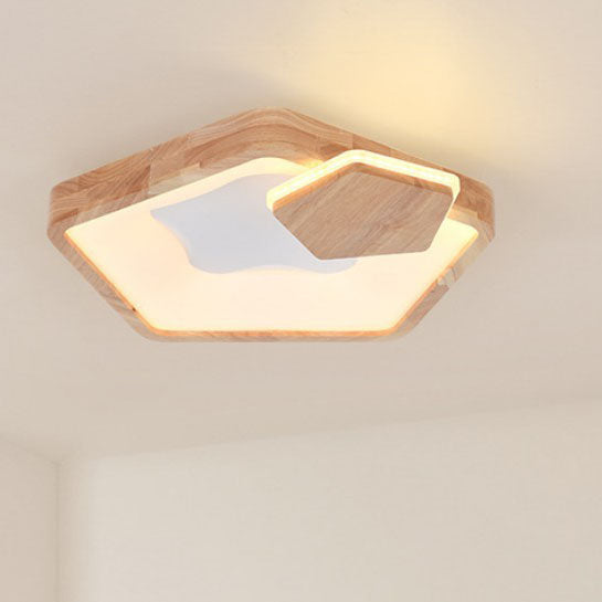 Contemporary Scandinavian Log Ring Acrylic LED Flush Mount Ceiling Light For Bedroom