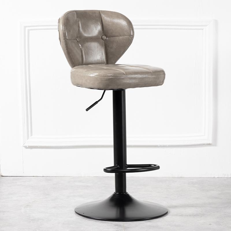 Tabouret de bar carré minimaliste moderne en cuir et métal avec dossier sans accoudoirs pour salle à manger 