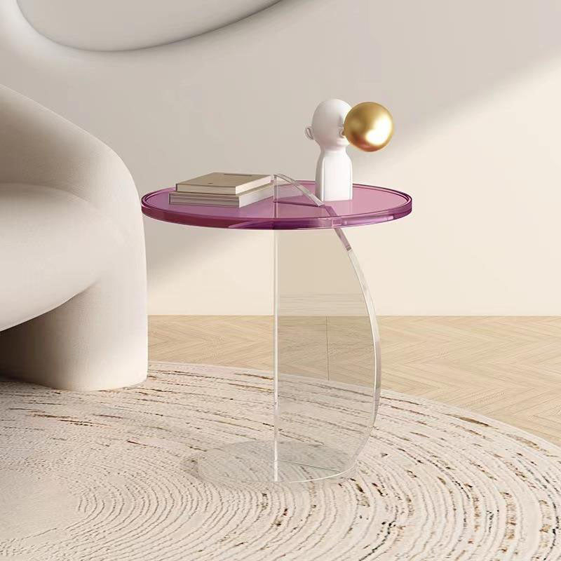 Modern Minimalist Round Semi-circular Plastic Coffee Table For Living Room