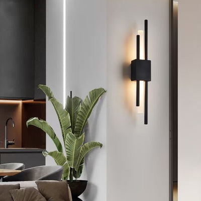 Modern Minimalist Cylinder Strip Iron Acrylic LED Wall Sconce Lamp For Bedroom