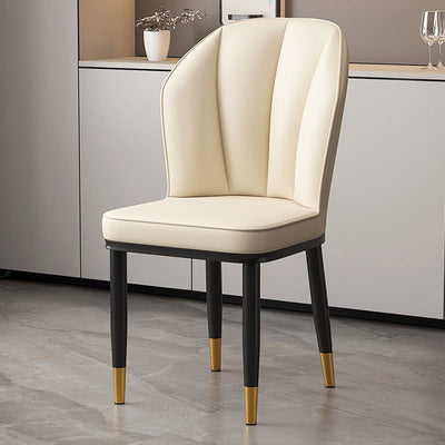 Modern Luxury PU Leather Padded Dining Chair Wing Backrest Armless For Dining Room