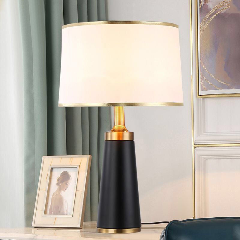 Modern Transitional Cylinder Iron Fabric 1-Light Table Lamp For Living Room