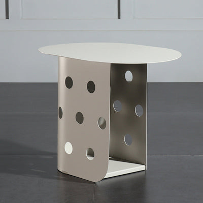 Contemporary Nordic Oval Hollowed Out Base Stainless Steel End Table For Living Room