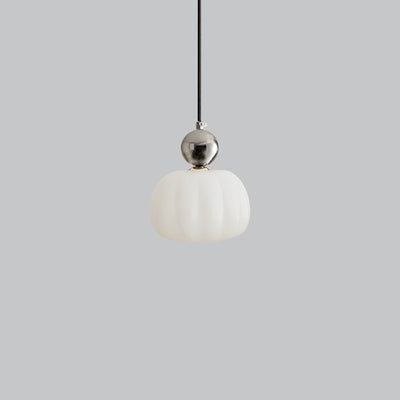 Modern Minimalist Round Pumpkin Iron Acrylic 1-Light Pendant Light For Living Room