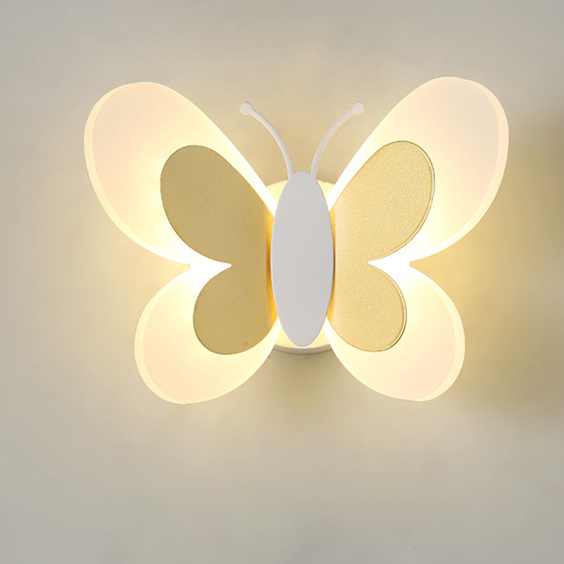 Contemporary Creative Acrylic Butterfly Design Iron LED Wall Sconce Lamp For Bedroom