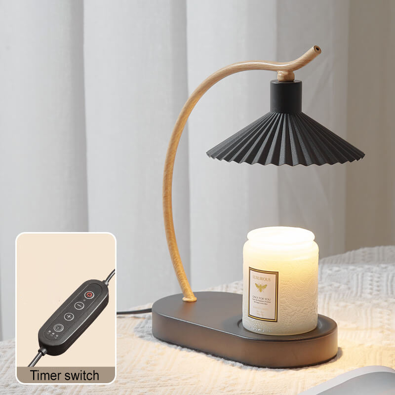 Modern Creative Iron Umbrella Shape Arc Imitation Wood Grain Lamp Arm 1-Light Melting Wax Table Lamp