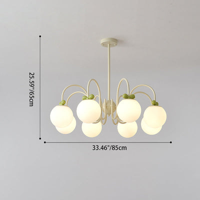 Modern Minimalist Cream Bow Round Ball Hardware Glass 4/5/6/8 Light Chandelier For Living Room