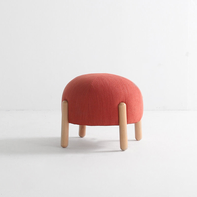 Contemporary Scandinavian Ladybug Shape Cotton Linen Pouf Low Stool For Living Room