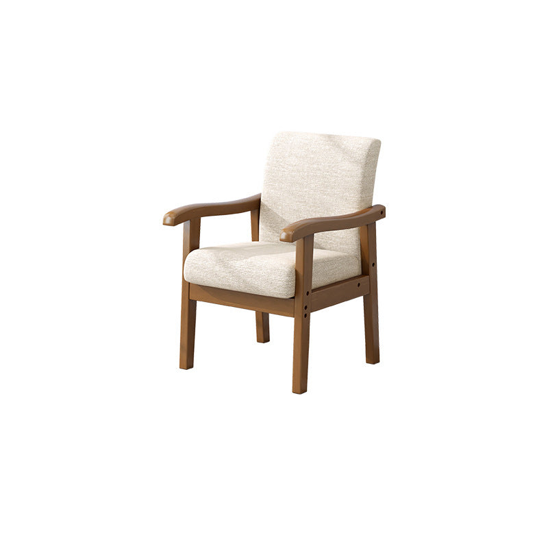 Modern Minimalist Square Upholstered Cotton Linen Fabric Solid Wood Chair For Living Room