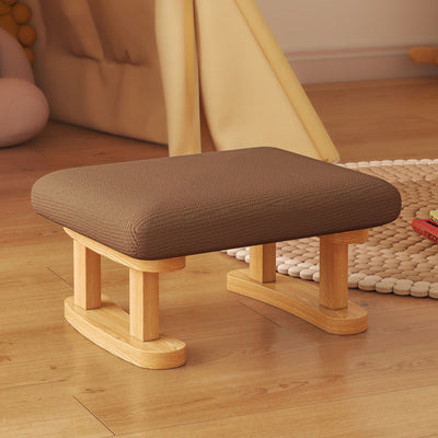 Modern Minimalist Rectangular Fabric Wood Low Stool For Living Room