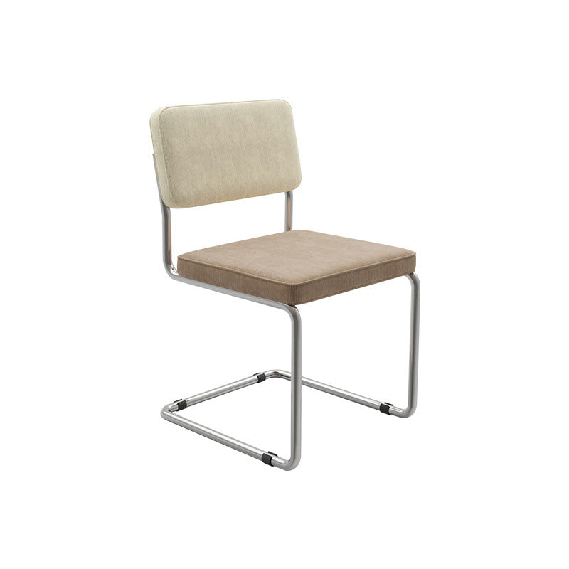 Contemporary Nordic Square Fabric Upholstered Stainless Steel Bracket Dining Chair Backrest For Dining Room