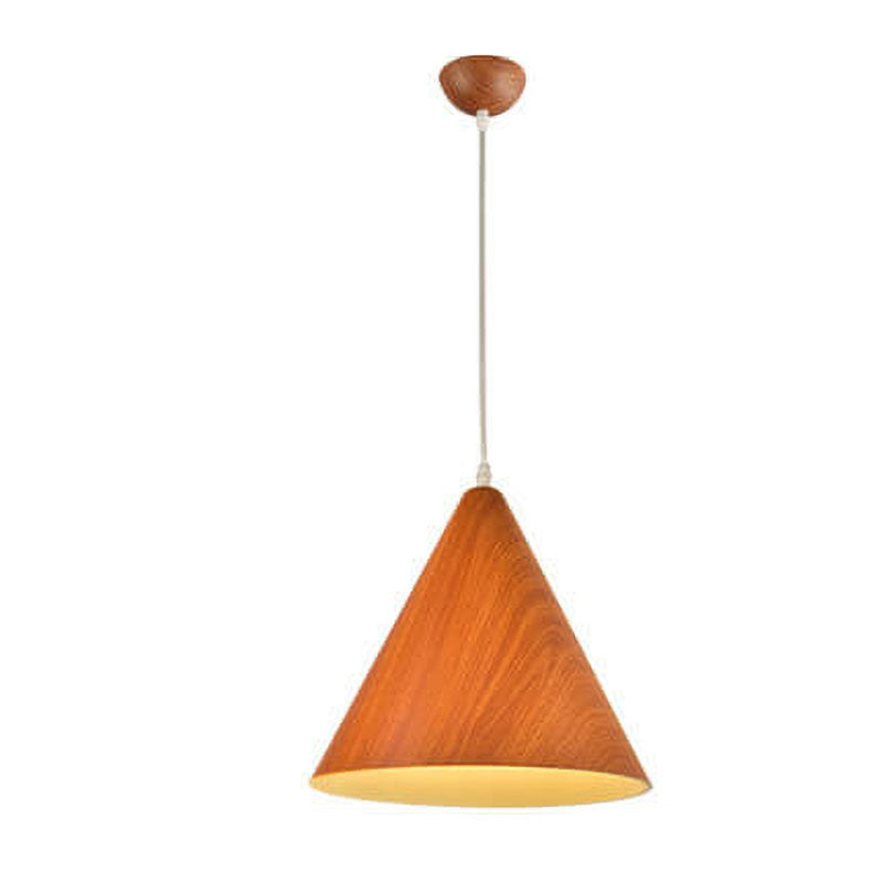 Nordic Creative Wood Grain Cone Aluminum 1-Light Pendant Light