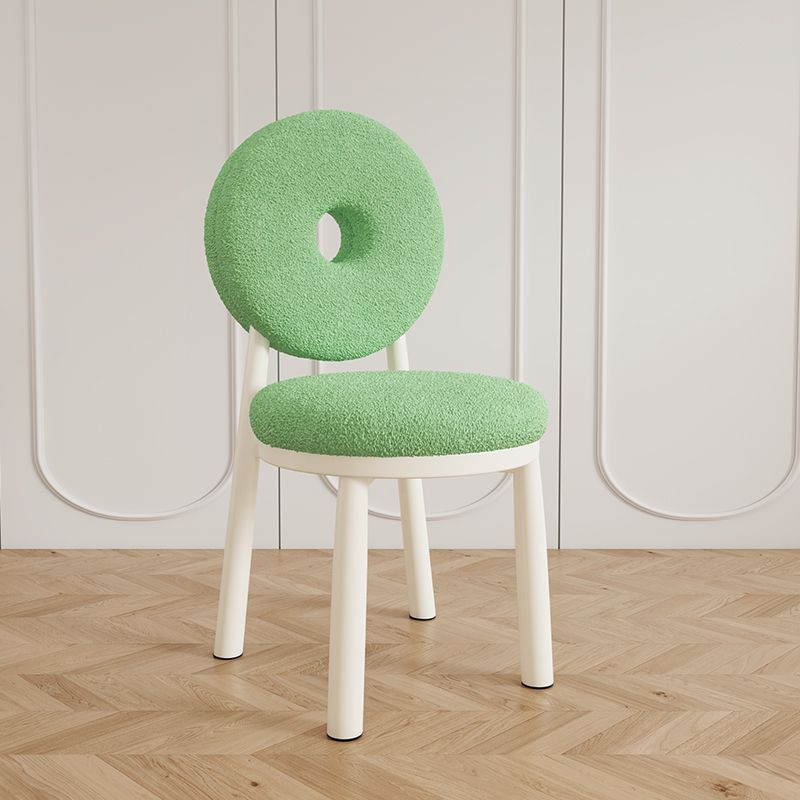 Contemporary Nordic Lambswool Carbon Steel Sponge Round Dining Chair Backrest For Dining Room