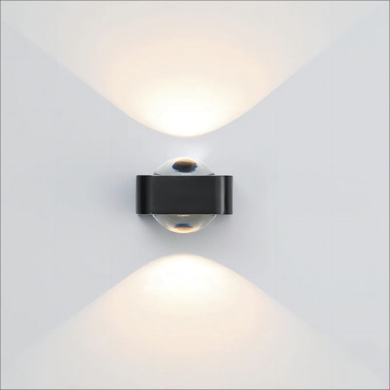 Modern Minimalist Rectangle Lens Stainless Steel Copper Glass LED Wall Sconce Lamp For Living Room