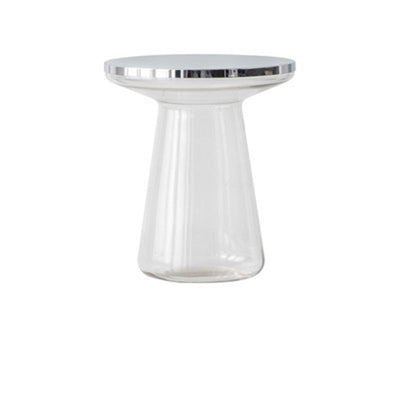 Modern Minimalist Round Cone Hardware Glass Coffee Table For Living Room