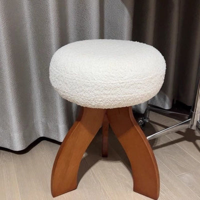 Contemporary Creative Round Lambswool Velvet Footstool Armless Backless For Entryways