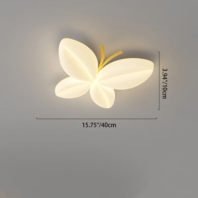 Modern Art Deco Butterfly Design Iron PE LED Flush Mount Ceiling Light For Bedroom