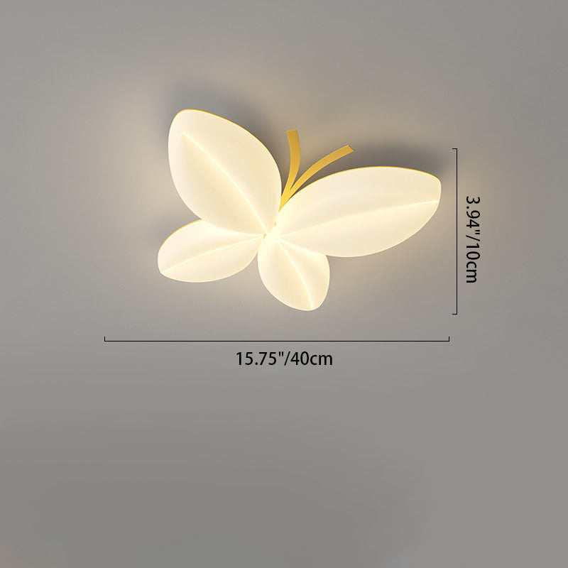 Modern Art Deco Butterfly Design Iron PE LED Flush Mount Ceiling Light For Bedroom