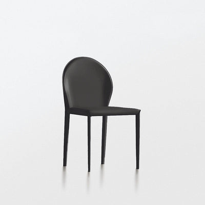 Modern Minimalist Square Half Oval Leather Metal Dining Chair Backrest For Dining Room