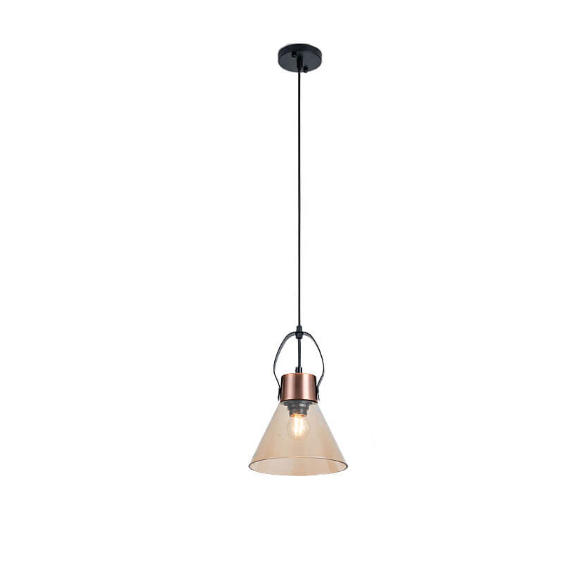 Industrial Minimalist Wrought Iron Glass 1-Light Pendant Light