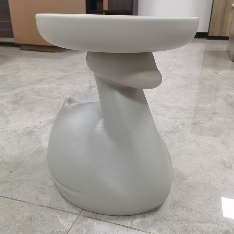 Contemporary Creative Plastic Tray Top Swan Shape Base End Table For Living Room