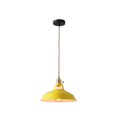 Contemporary Scandinavian Round Macaron Iron 1-Light Pendant Light For Living Room