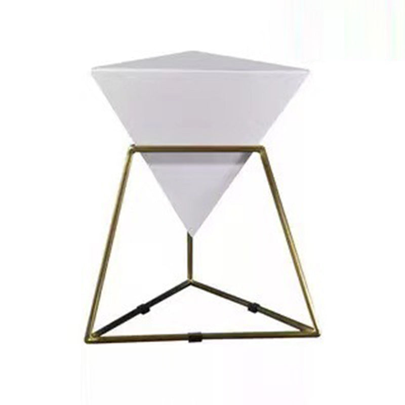 Contemporary Nordic Triangle Pyramid Glass Slate Metal Side Table For Bedside