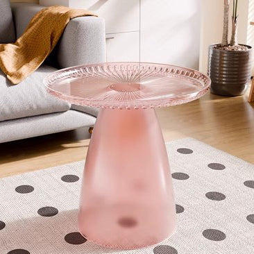 Modern Minimalist Round Table Top PET Plastic Side Table 1-Leg For Living Room