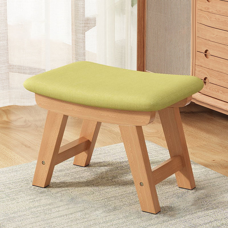 Modern Minimalist Square Cushion Solid Wood Cotton Linen Shoe Bench Low Stool For Living Room