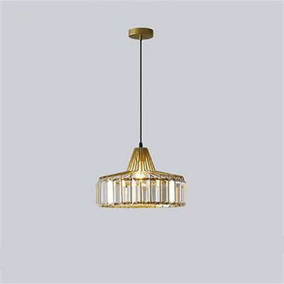 Contemporary Luxury Iron Cylinder Frame Crystal Shade 1-Light Pendant Light For Living Room