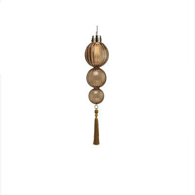 Traditional Chinese Stained Glass Gourd 1-Light Pendant Light For Living Room