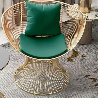 Modern Luxury Oval Curved Upholstered Iron Chair For Living Room