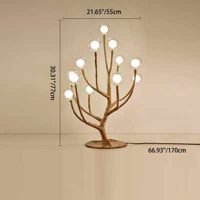 Traditional Japanese Twig Orb Resin Hardware Glass 3/7/8/12/16 Light Table Lamp For Bedroom